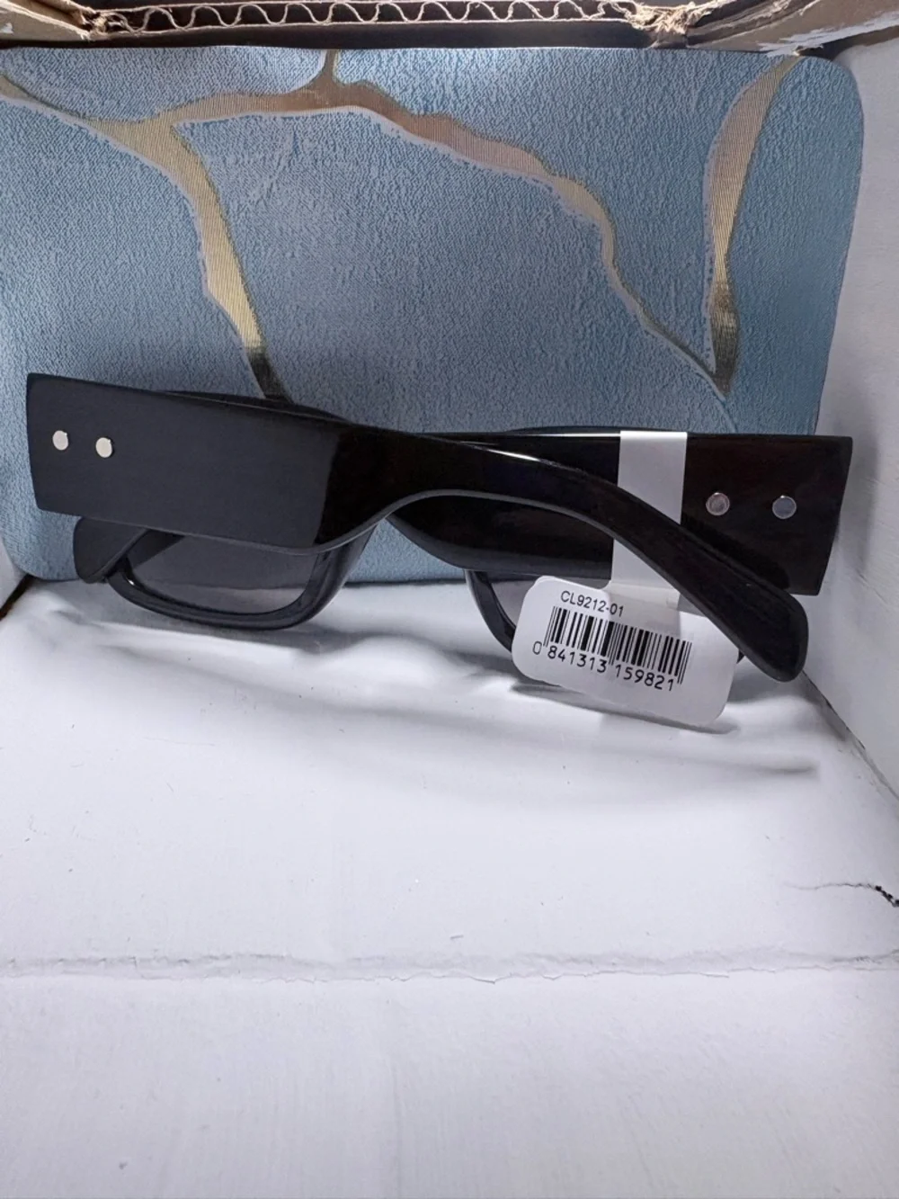 CAROLINA LEMKE Chunky Rectangular Black Sunglasses NWT